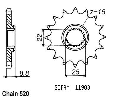 Pignon Ktm - Tous Modèles 2t 1984-2004 - 520 - 15 Dents - Similaire JTF1901