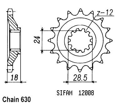 Pignon Gpz 1100 Unitrack 1983-1985 - 630 - 15 Dents - Similaire JTF523