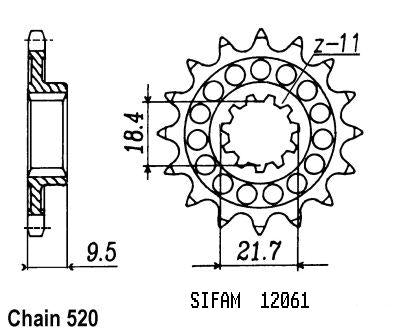 Pignon 250 Cr 1986-1987 - 500 Cr 1986-1987 - 520 - 15 Dents - Similaire JTF285