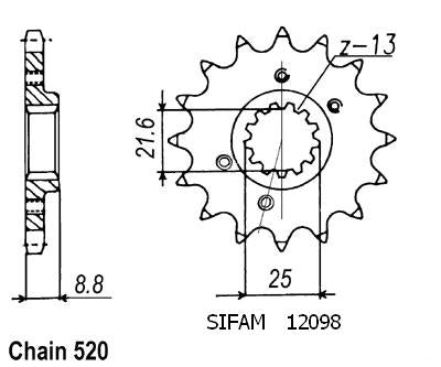 Pignon Xr 600 R 1991-2001 - 520 - 15 Dents - Similaire JTF309