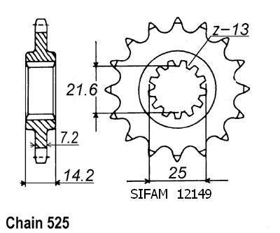 Pignon Zr 750 Zephir 1995-1998 - 525 - 15 Dents - Similaire JTF1531