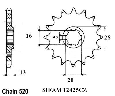 Pignon Tm 125 Cross/Enduro - 520 - 12 Dents