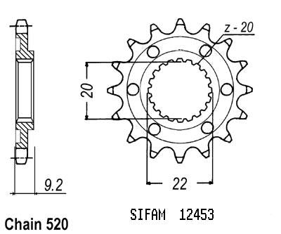Pignon Kawasaki Kx-f 250 2006 - 520 - 14 Dents - Similaire JTF1446