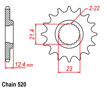 Pignon Yamaha Yfm 250 Raptor - yfm 250 raptor - 520 - 15 Dents - Similaire JTF1593
