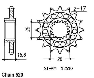 Pignon Racing - Rsv 1000 1998-2006 - 520 - 15 Dents - Similaire JTF705