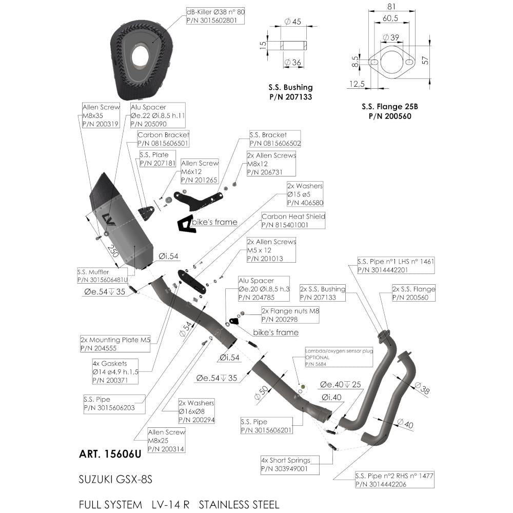 Ligne Complete LV-14 R - Pour GSX-8S/8R