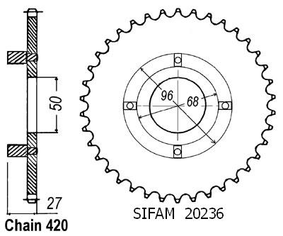 Couronne St 70 Dax Am/Nm Cy 80 - 420 - 40 Dents - Similaire JTR256