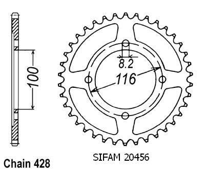 Couronne Alu Kawasaki 80/85 Kx 1983-2004 - 428 - 51 Dents - Similaire JTA462