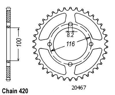 Couronne Alu Kawasaki 80/85 Kx 1983-2004 - 420 - 54 Dents - Similaire JTA461