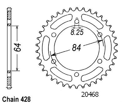 Couronne Dr 125 Se 1996-1998 - 428 - 53 Dents - Similaire JTR809
