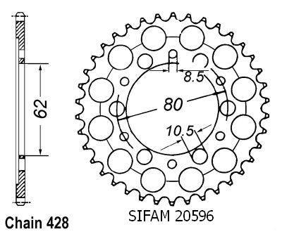 Couronne Tw 200 1987-1998 - 428 - 45 Dents - Similaire JTR842