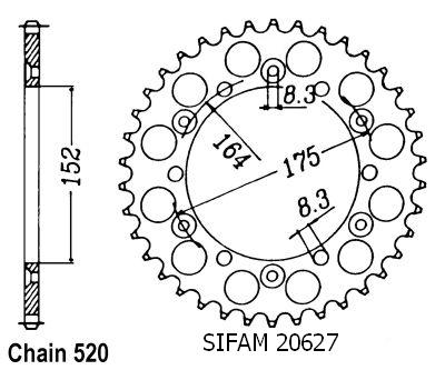 Couronne Alu Yamaha 125/250 Yz 1981-1998 - 520 - 49 Dents - Similaire JTA853
