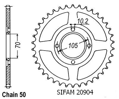 Couronne Cb 360 F 1973-1976 Cb 400 F 1975-1979 - 530 - 38 Dents - Similaire JTR278