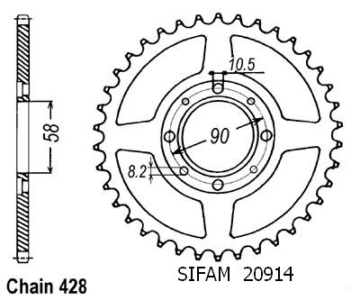 Couronne Xls/Xr 125 1979-1987 - 428 - 52 Dents - Similaire JTR269