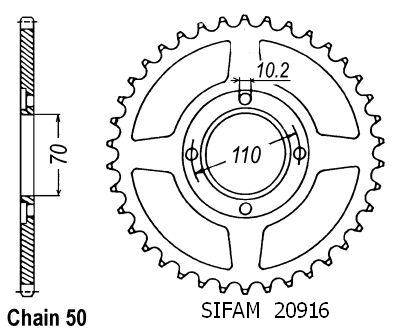 Couronne Cb 250 Twin/N 1978-1982 - 530 - 41 Dents - Similaire JTR246
