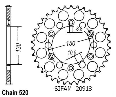 Couronne 650 Slr 1997-1998 Xls 400 81 - 520 - 43 Dents - Similaire JTR305