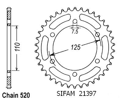 Couronne 125 Blues 1987-1993 - 520 - 40 Dents - Similaire JTR1397