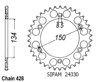Couronne Kdx 125 1990-1999 - 428 - 48 Dents - Similaire JTR459