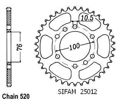 Couronne Dr 750 Big 1988 - 520 - 48 Dents - Similaire JTR1825
