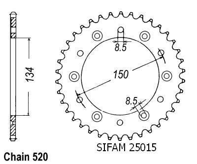 Couronne Alu Kawasaki 125/250 Kx 1983-2007 - 520 - 47 Dents - Similaire JTA460