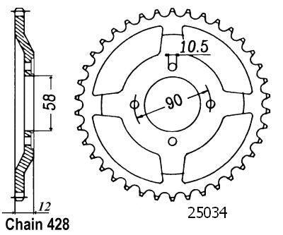 Couronne Nx 125 Italie 1989-1998 - 428 - 50 Dents - Similaire JTR271