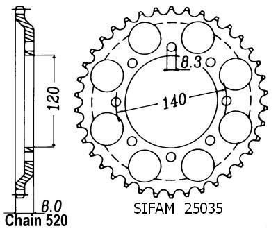 Couronne Klr 600 1984-1990 - 520 - 43 Dents - Similaire JTR477