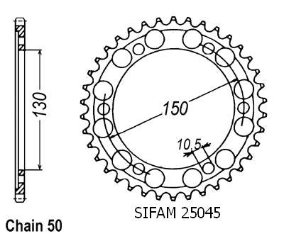 Couronne Fzr 750 R Genesis 1987 - 530 - 42 Dents - Similaire JTR859