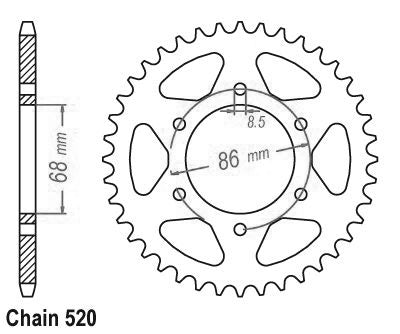 Couronne Kawasaki Z250 - 520 - 37 Dents - Similaire JTR473