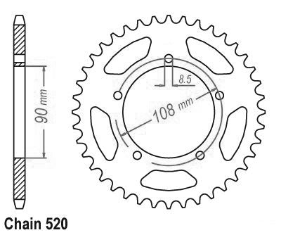 Couronne Mz 660 Scorpion 1995-2002 - 520 - 43 Dents - Similaire JTR18