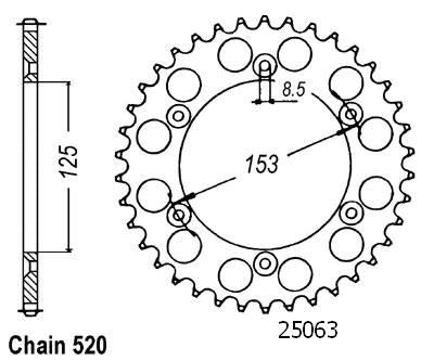Couronne Honda 125/250/500 Cr - 520 - 50 Dents - Similaire JTR210