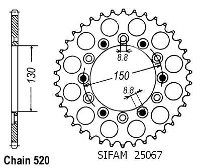 Couronne 125 Rx R 1991 - 520 - 45 Dents - Similaire JTR245/2