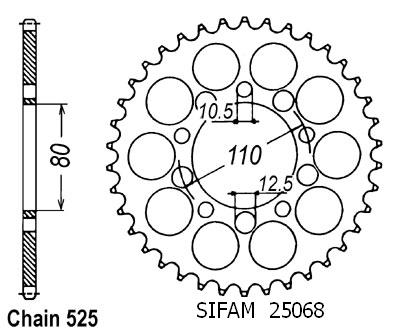 Couronne Cb500 R 1994-2003 - 525 - 40 Dents - Similaire JTR1332