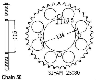 Couronne 750 Elefant 1987-1989 - 530 - 46 Dents - Similaire JTR718
