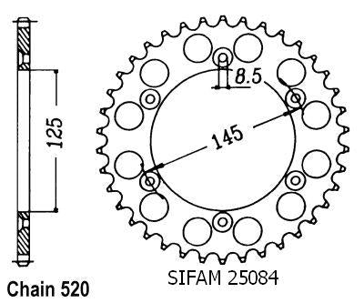 Couronne 125 N 90 1990-1992 - 520 - 42 Dents - Similaire JTR698