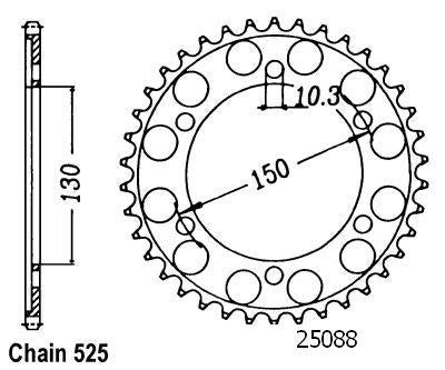 Couronne Xrv 650 A-twin 1988-1992 - 525 - 49 Dents - Similaire JTR300