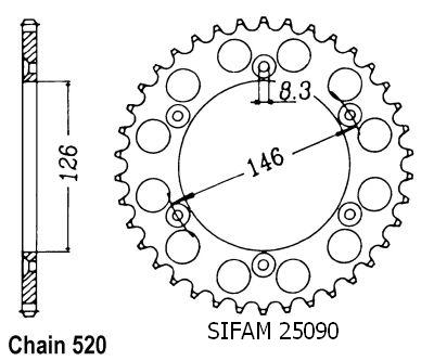 Couronne Alu Suzuki 125/250 Rm 1983-2004 - 520 - 50 Dents - Similaire JTA808