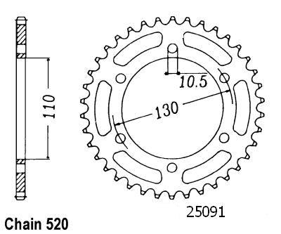 Couronne Gpz 500 Ex/S 1994-2000 - 520 - 41 Dents - Similaire JTR486
