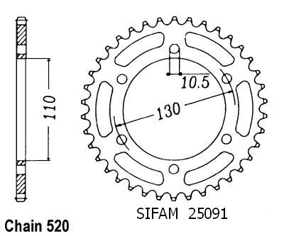 Couronne Zzr 250 1992-2000 - 520 - 47 Dents - Similaire JTR486