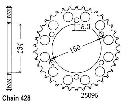 Couronne 125 Kmx 1986-1999 200 Kmx 1988-1992 - 428 - 48 Dents - Similaire JTR463