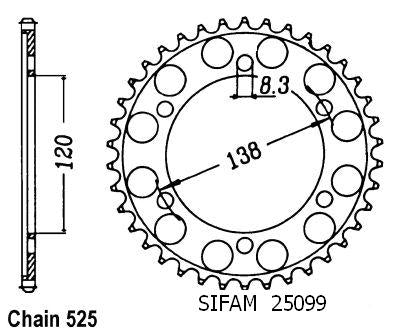 Couronne Rc45 Rvf 750 R 1994-1998 Rc30 Vfr 750 R 1988-1992 - 525 - 40 Dents - Similaire JTR312