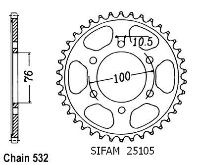 Couronne Gsx-r 1100 W 1993-1994 - 532 - 42 Dents - Similaire JTR827
