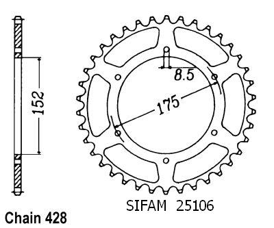 Couronne Yamaha Tdr 125 Italie 1989-1992 - 428 - 52 Dents - Similaire JTR839
