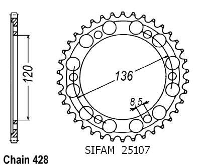 Couronne Yamaha Fzr 400 Rr 1991-1995 - 525 - 44 Dents - Similaire JTR1847
