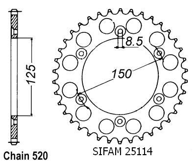 Couronne Alu Ktm 125/250/600 1990-2004 - 520 - 49 Dents - Similaire JTA897