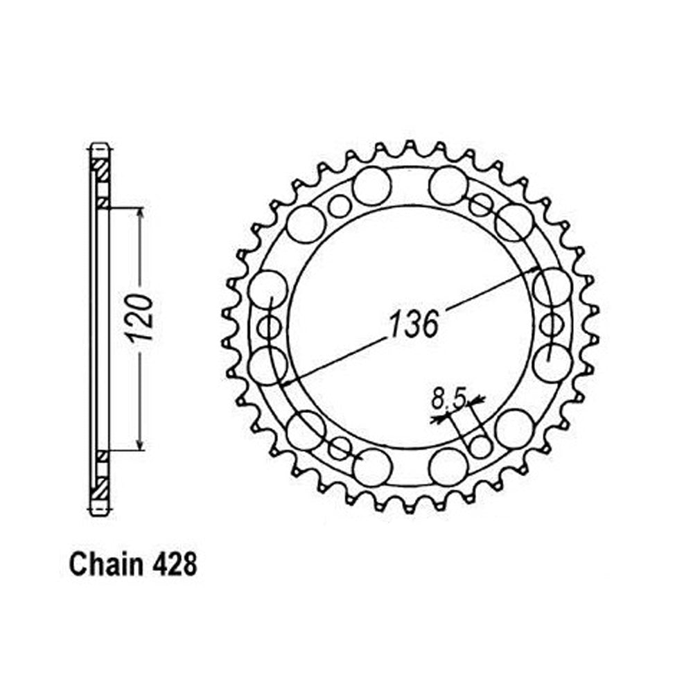 Couronne Tzr 125 Belgarda - 428 - 47 Dents