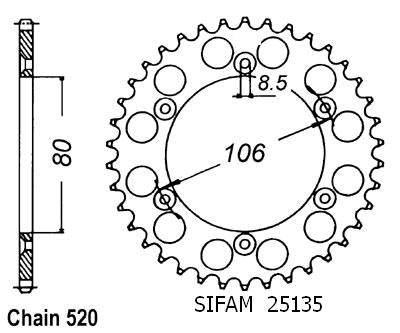 Couronne Aprilia 125 Etx 1999 - 520 - 42 Dents - Similaire JTR22