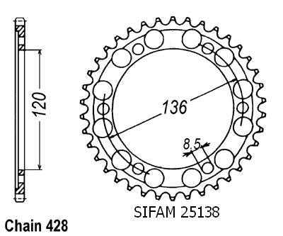 Couronne Tzr 125 Rr 1996-1998 - 428 - 51 Dents - Similaire JTR1847