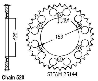 Couronne 600 Xr 1991-2001 Acier - 520 - 38 Dents - Similaire JTR288