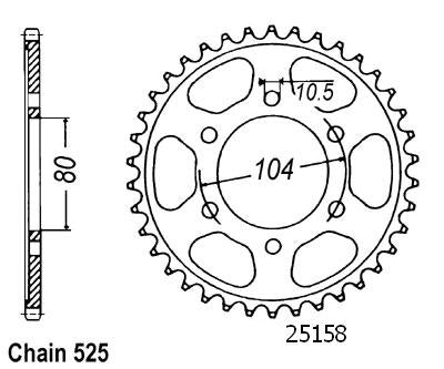 Couronne Zx-6r Ninja 1998-1999 - 525 - 40 Dents - Similaire JTR1489