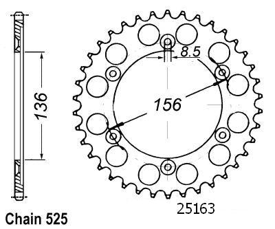Couronne Xf 650 Freewind 1997-1998 - 525 - 43 Dents - Similaire JTR1791